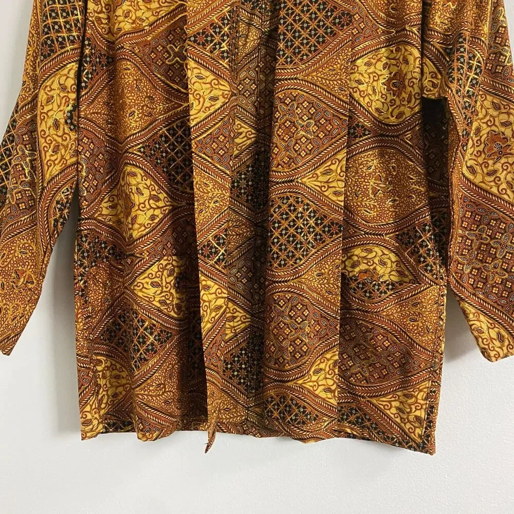 RF Textiles Gold Brown Kimono Blazer Open Cardigan Women's Size‎ 0 Tribal